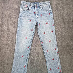 BlankNYC The Madison Crop Jeans Womens 25 High Rise Rose Embroidered